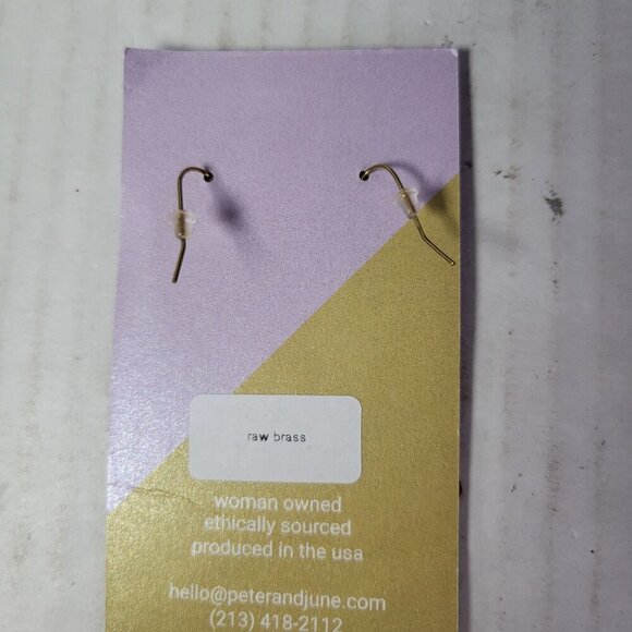 Revolve Peter & June "Gem" Geometric Raw Brass Chandelier Dangle Earrings - Picture 3 of 3